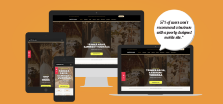 Samirent tapahtumavuokraamon responsiivinen WordPress-verkkosivusto eri laitteilla